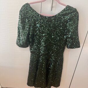 Gorgeous emerald green sequined French Connection mini dress, size 6.